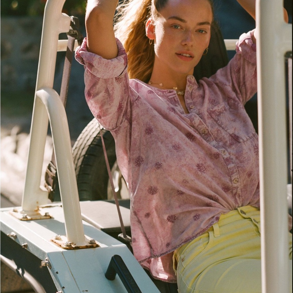 Anthropologie Mauve Button-Up Blouse